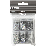 Glitter en Pailletten Zilver, 6x5gr