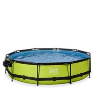 Zwembad Exit Frame Pool Afmeting 360X76Cm (12V Cartridge Filter) Lime + Overkapping + Zonnedak