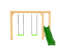 Houten Authentieke Schommel met glijbaan Scar Douglas - Groen 350cm