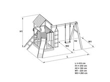 Houten Speeltoestel Jungle Tower + gele glijbaan