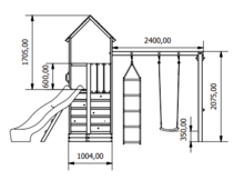 Houten Speeltoestel BIG Monkey  + Donkergroene glijbaan 120 platform