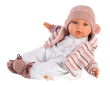 Llorens pop baby Julia met roze/wit truitje - 42cm