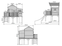 Houten speelhuis Butterfly XL op platform zonder glijbaan