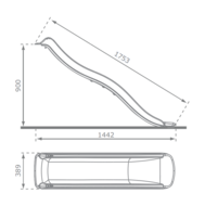 Glijbaan Tweeb met golf 175 cm - H900 Limoengroen