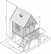 Cabin XL Speelhuis Grijs/wit - Rode Glijbaan