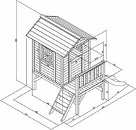 Lodge XL Speelhuis Scandinavisch Rood - Blauwe Glijbaan