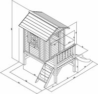 Lodge XL Speelhuis Scandinavisch Rood - Paarse Glijbaan