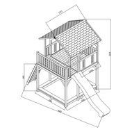 AXI Woody Speeltoren Bruin/wit - Limoen groene Glijbaan