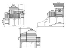 Houten speelhuis Butterfly - op platform incl glijbaan