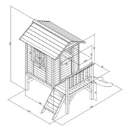 AXI Lodge XL Speelhuis Klassiek Wit/grijs - Limoen groene Glijbaan