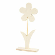 Houten Bloem met Voet, 26cm