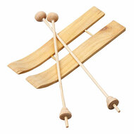 Houten Mini Ski met Stokken, 3 Paar