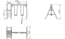 Houten schommel dubbel swing + platform Prestige Garden glijbaan geel