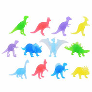 Glow in the Dark Gekleurde Dino Speelfiguren , 12st.