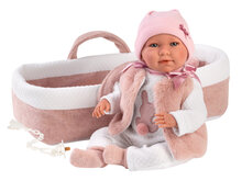 Llorens pop Mimi met roze reiswieg - 40 cm