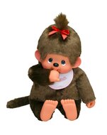 Monchhichi Meisje met slab roze (80cm)