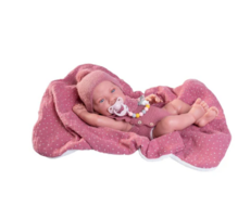 Pop Antonio Juan Reborn met roze deken 40cm