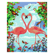 CreArt Schilderen op Nummer - Flamingo Love