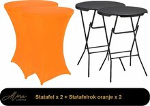 Statafel Zwart + Rok oranje per 2