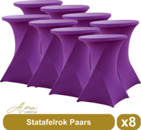 Statafelrok paars 80 cm per 8