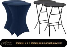 Statafel Zwart + Rok Marineblauw - set van 2