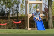 Houten Speeltoestel Noa met blauwe glijbaan