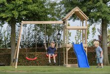 Houten Speeltoestel Noa met blauwe glijbaan