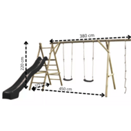 Houten Schommel Noortje met glijbaan - Appelgroen 450 cm