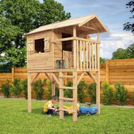 Houten speelhuis Treehut met groene glijbaan - Prestige Garden