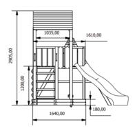 Houten Speeltoestel Julia XL + geel glijbaan 120 platform