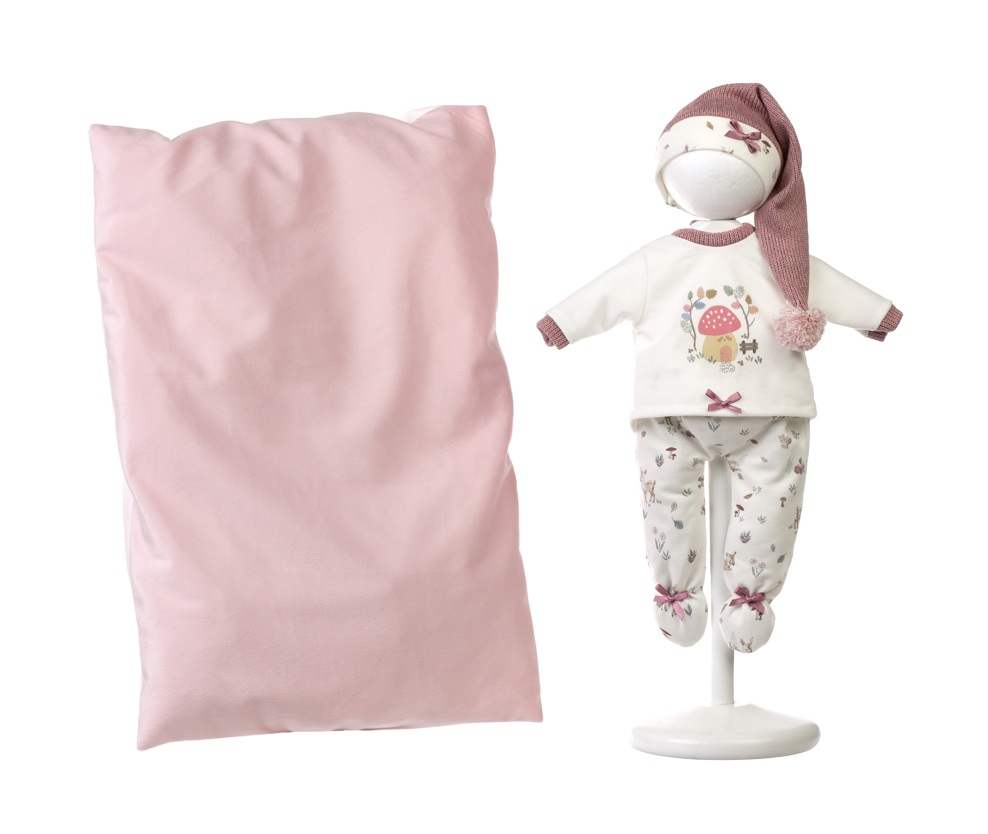 Llorens kledingset en accessoires Nica paddestoel roze voor poppen van 40 cm