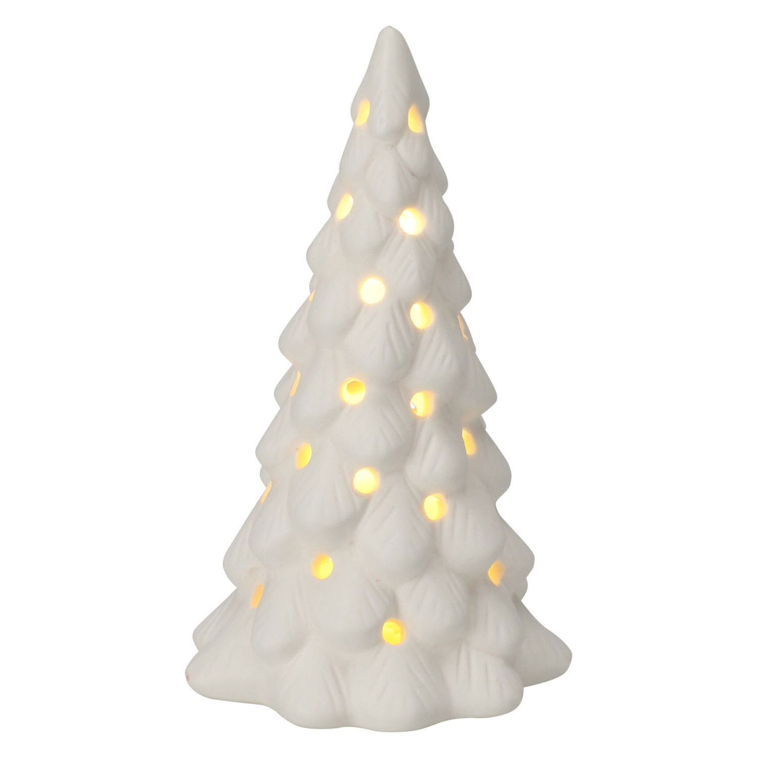 Kerstboom met Led Porselein, Set van 6 stuks