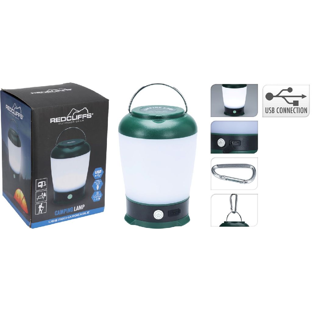 Camping Lamp Abs 13x9x9cm Usb Rechargeable Groen