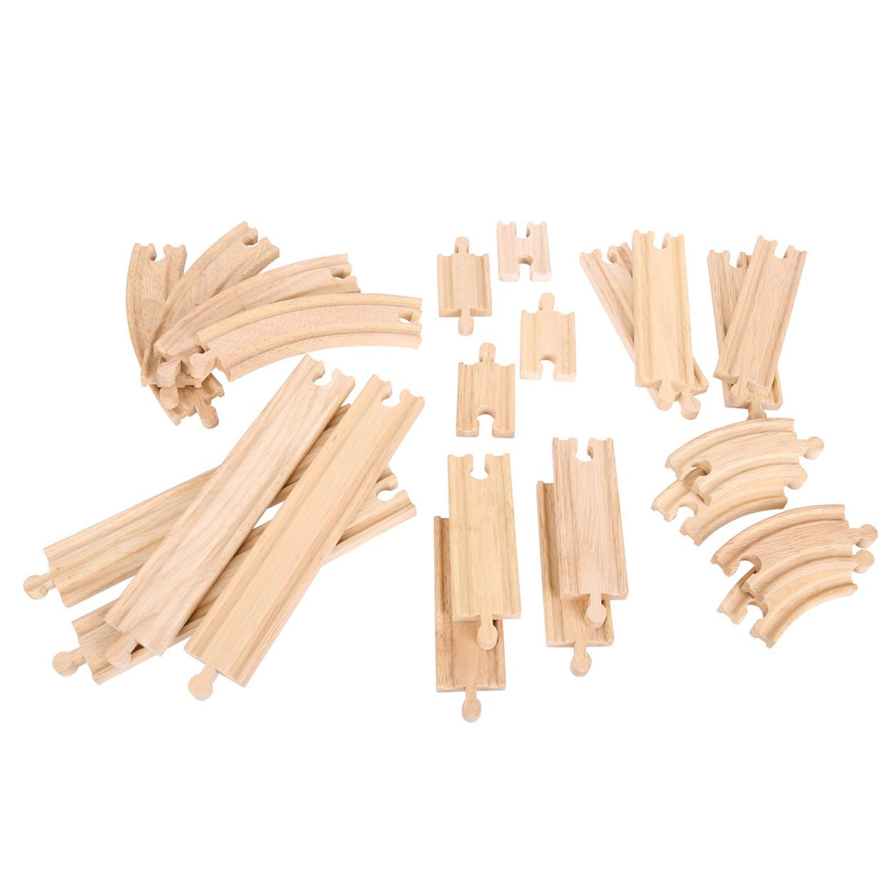 Bigjigs Houten Uitbreidingsset Rails en Bochten, 24dlg.