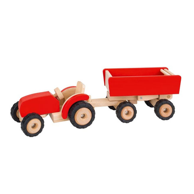 Goki Houten Tractor met Aanhanger