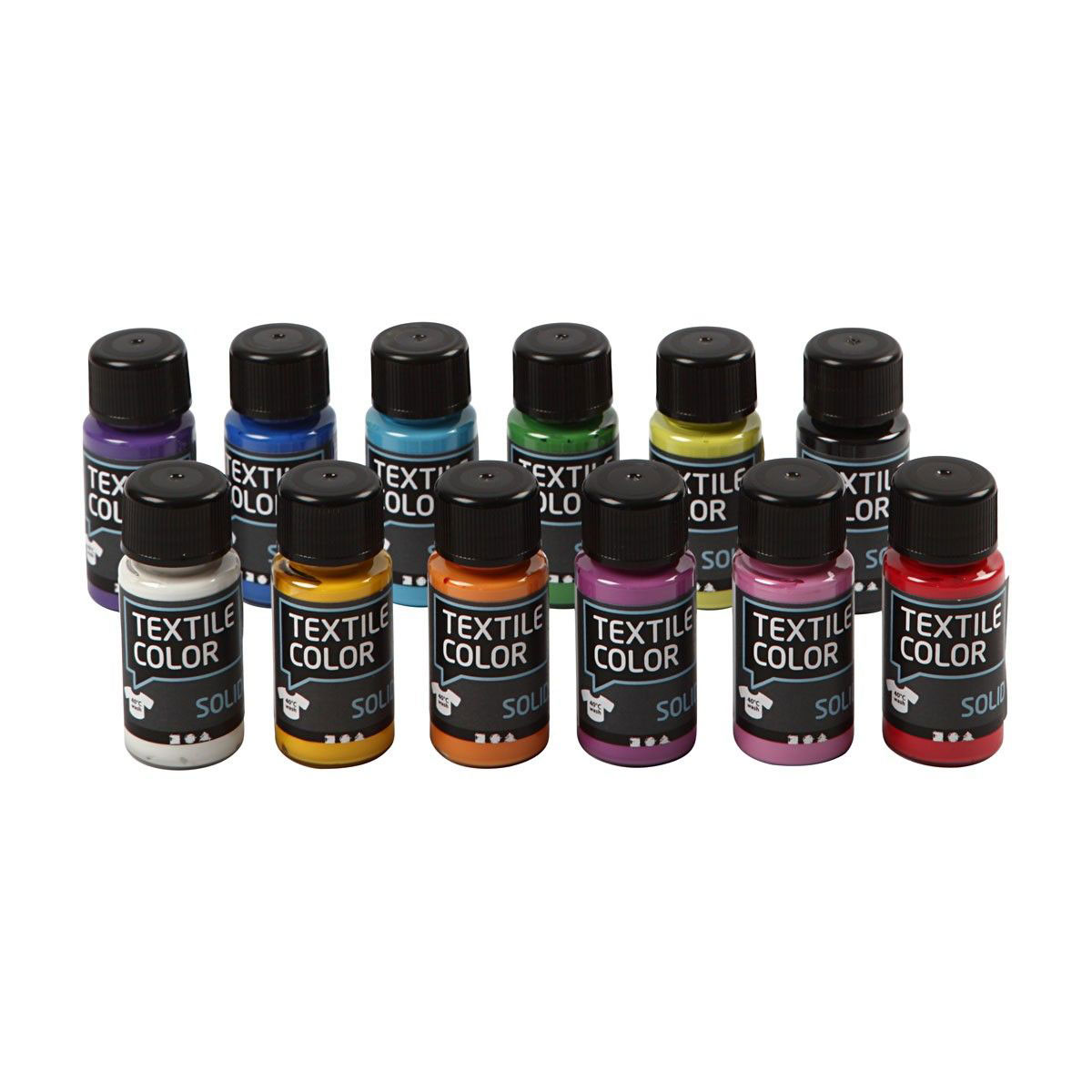 Dekkende Textielverf - Set van 12 Kleuren, 50ml