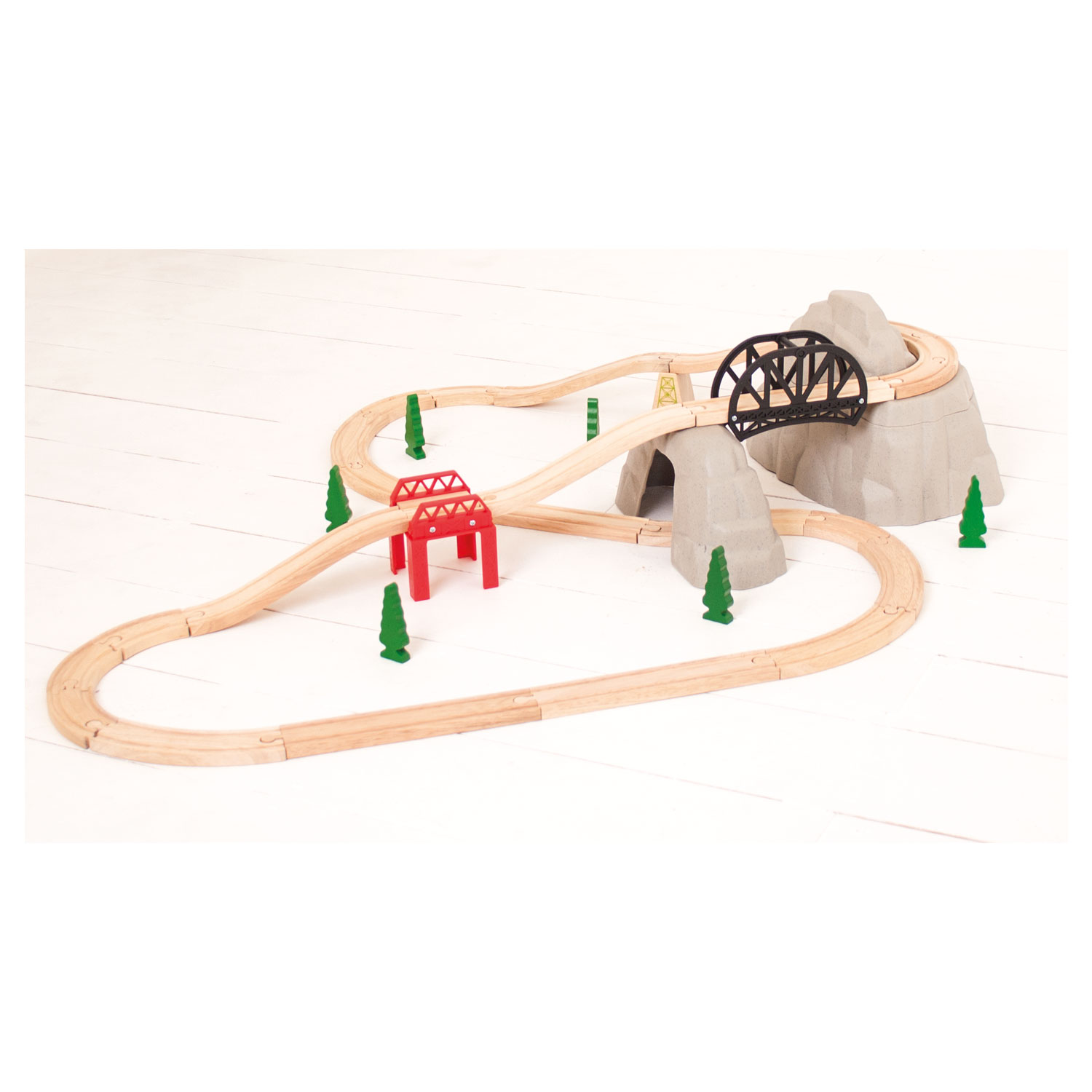 Bigjigs Houten Rails - Rocky Mountain Uitbreidingsset, 12dlg.