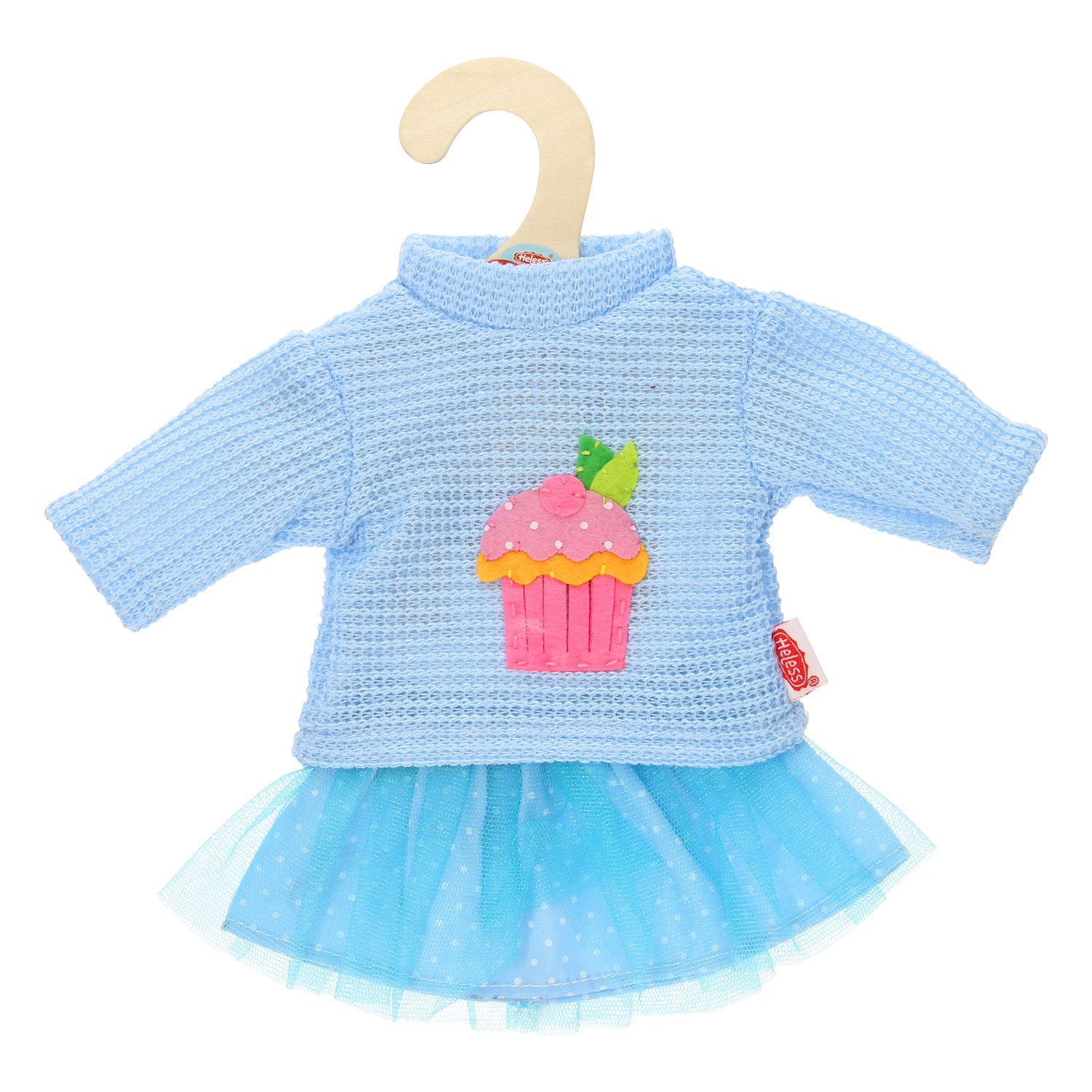 Poppen Pullover met Rok Blauw, 28-35 cm