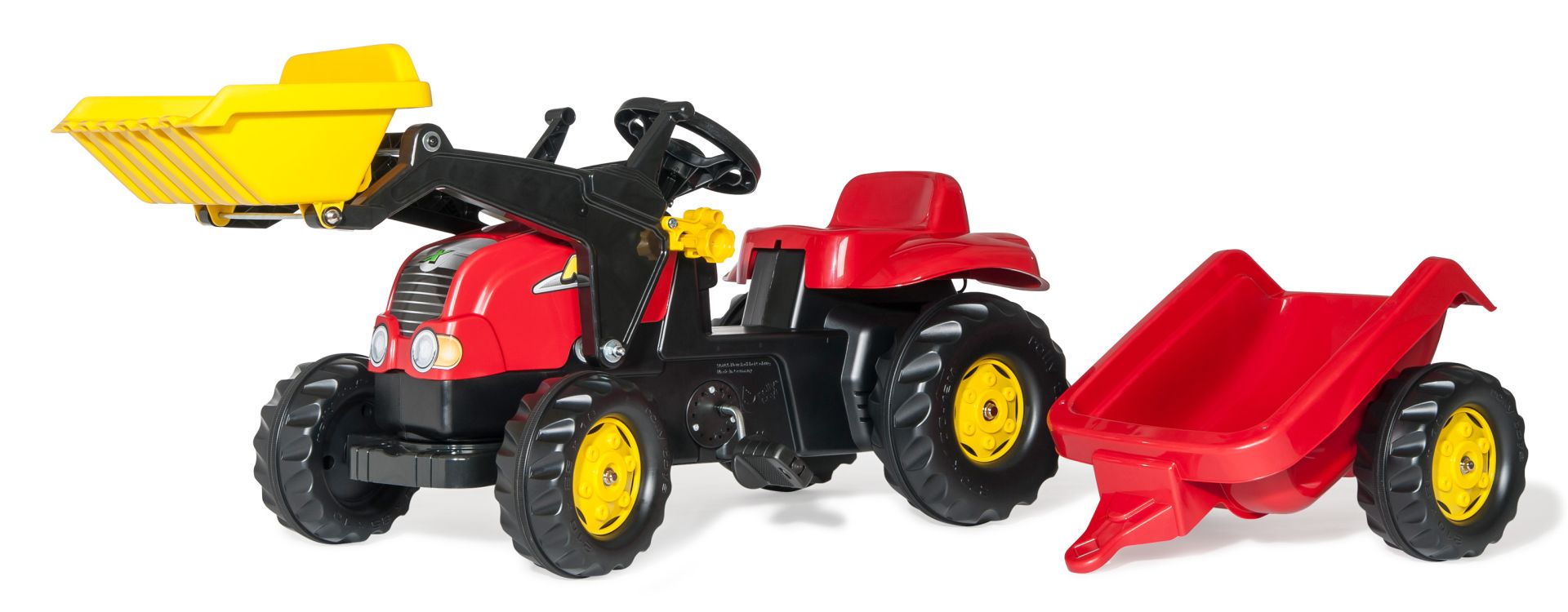 Rolly Toys Rollykid Rood - Traptractor Met Aanhanger en Frontlader