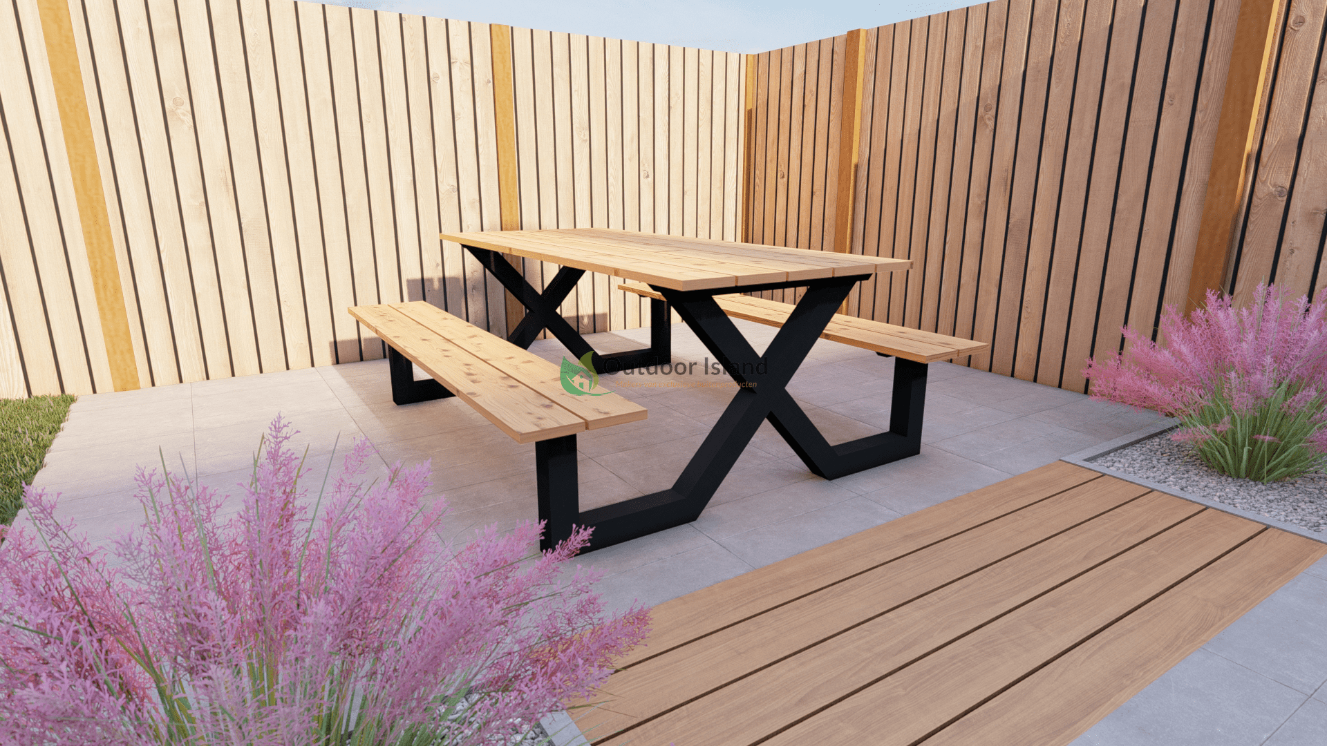 Houten Picknicktafel  Model X 160 tot 250 cm