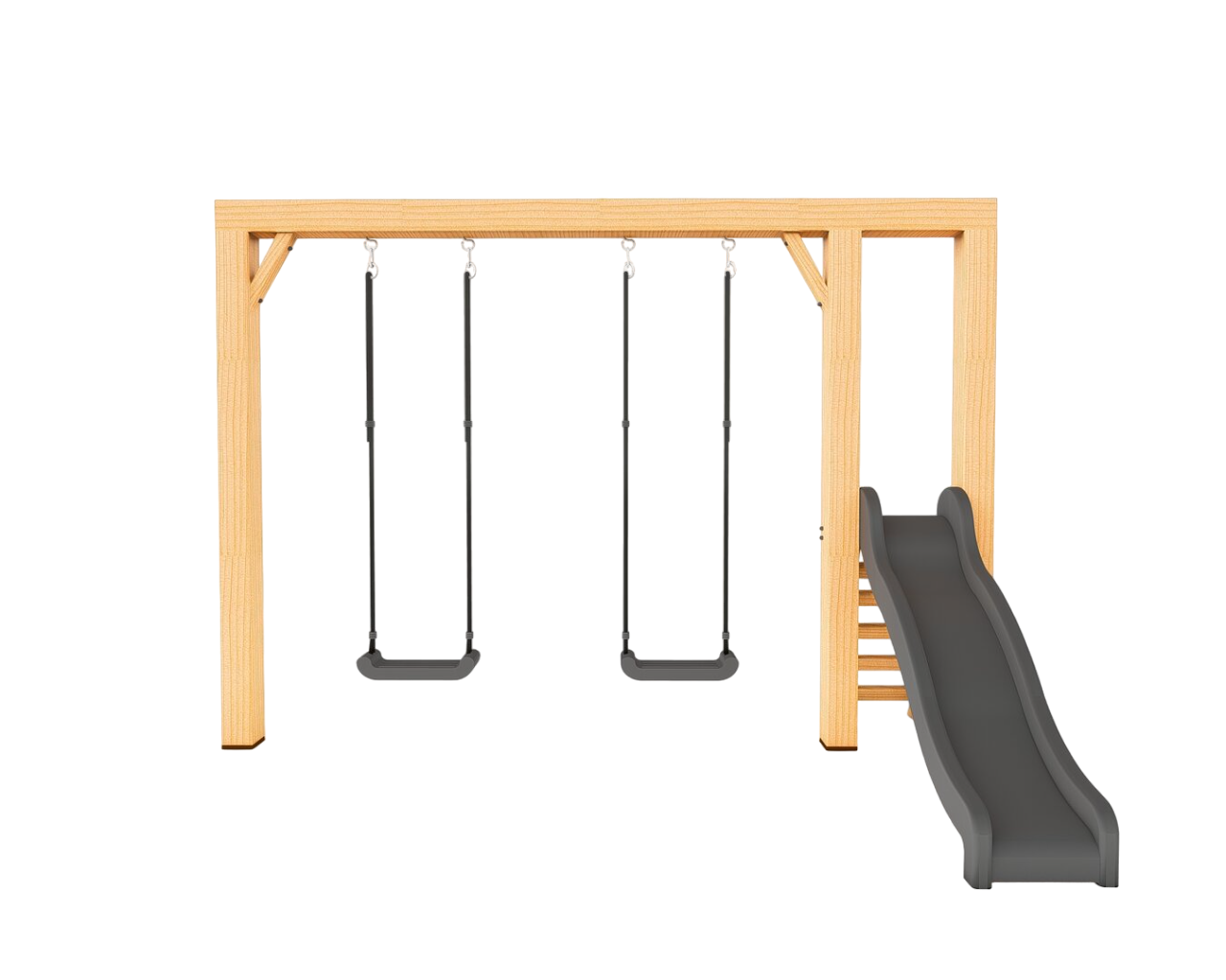 Houten Authentieke Schommel met glijbaan Scar Douglas - Antraciet 350cm