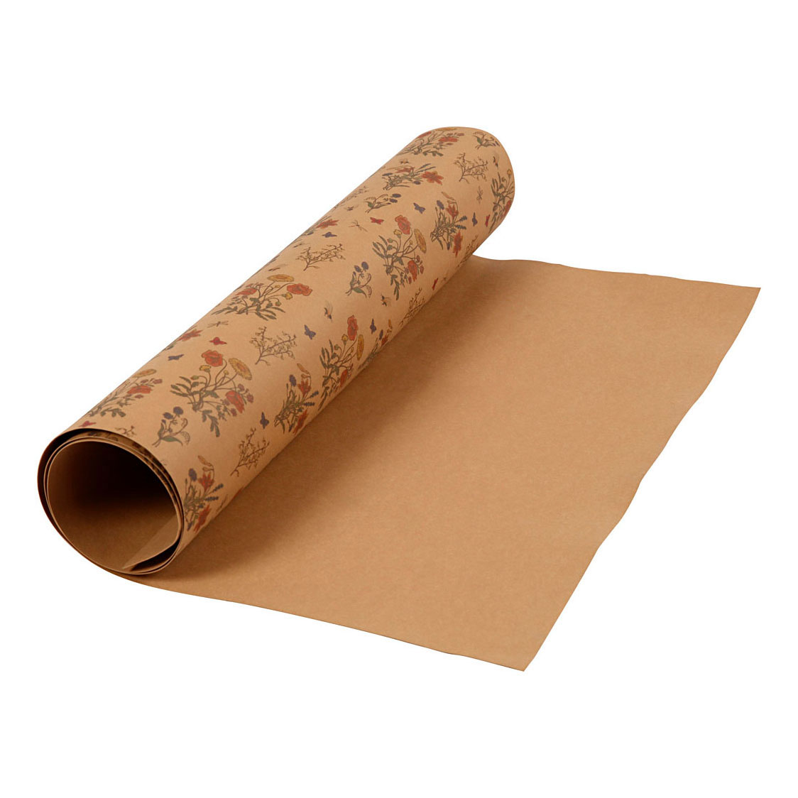 Faux Leather Papier Bruin met Bloemenprint, 1m