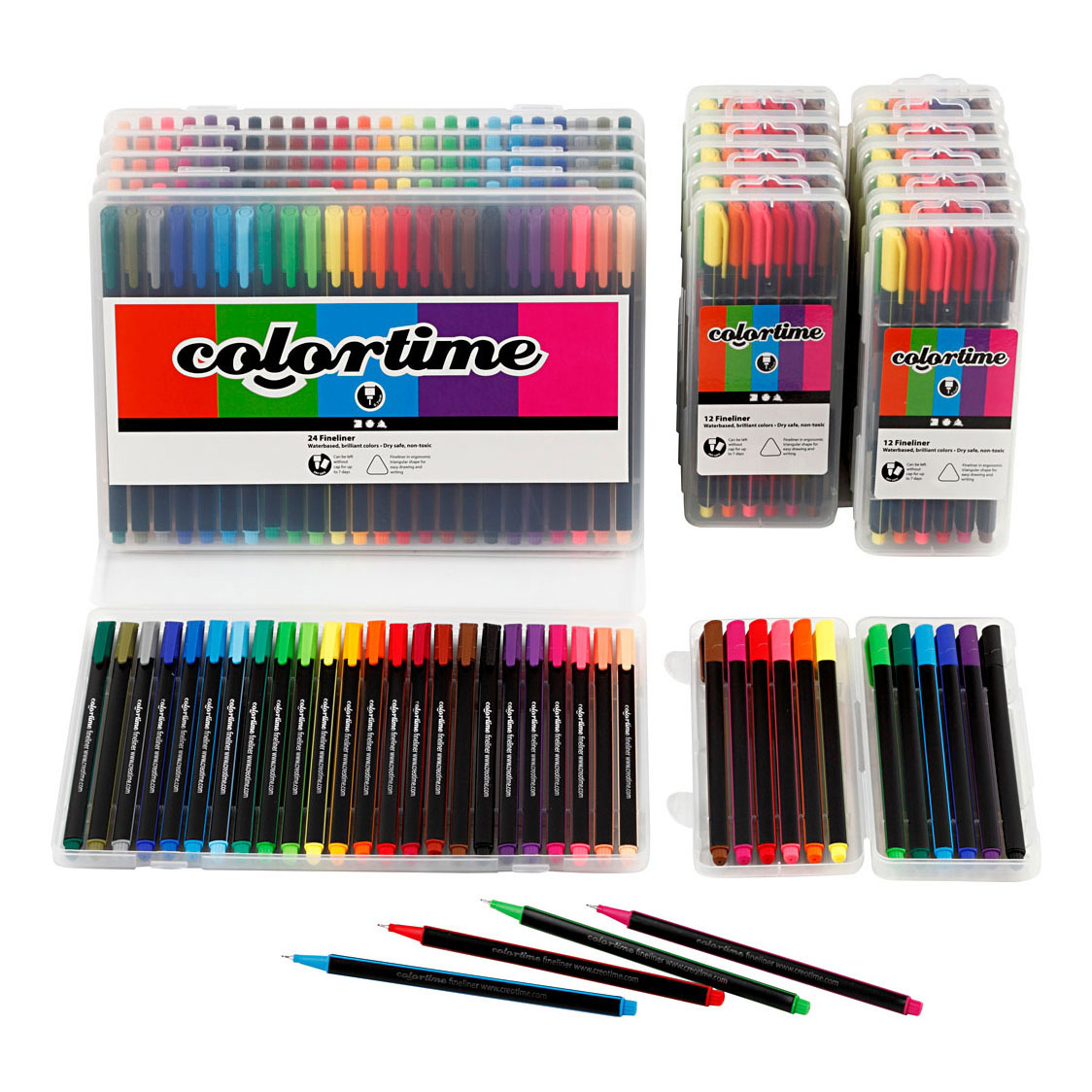 Colortime Fineliners Diverse Kleuren, 18 Pakken