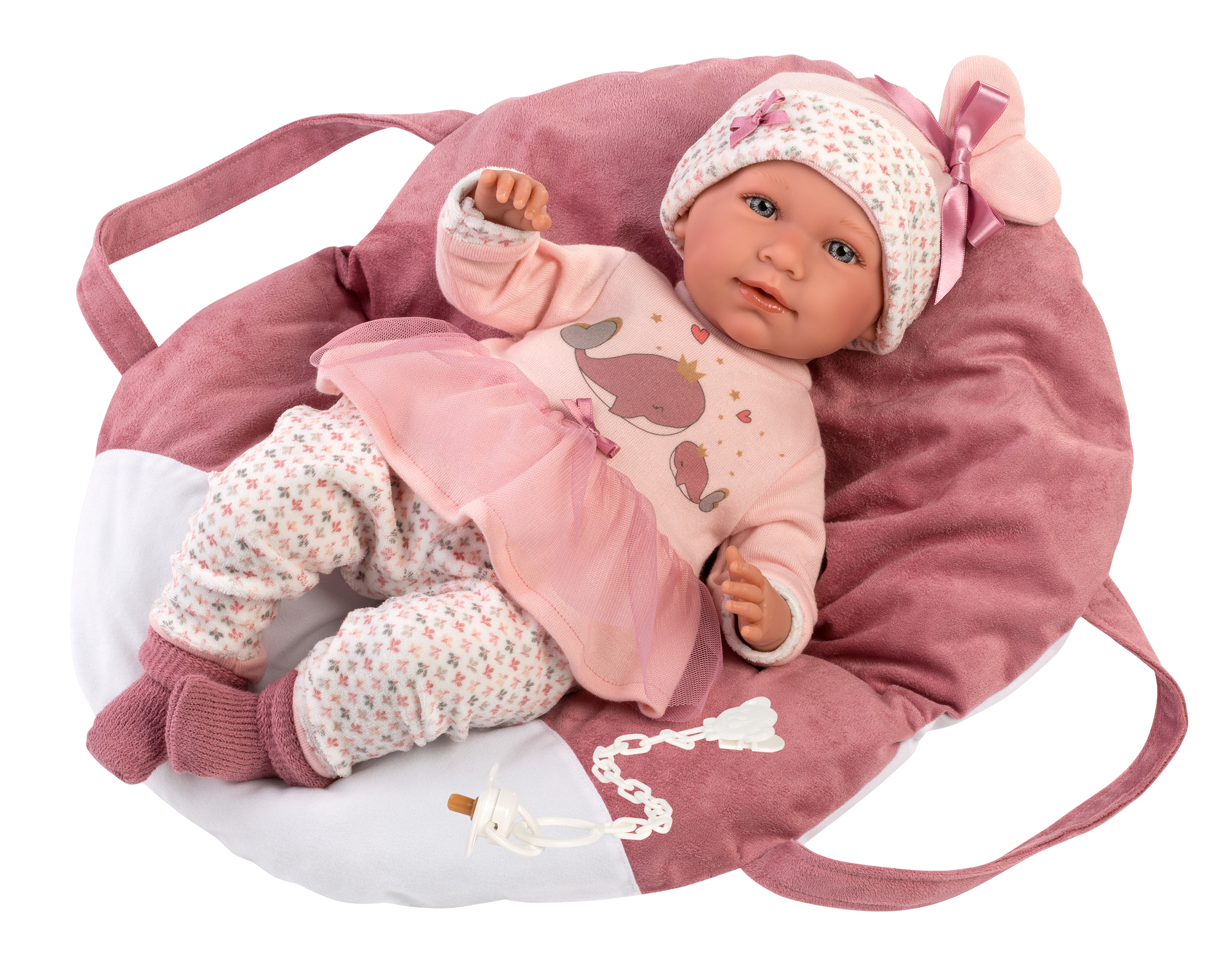 Llorens pop Mimi met roze draagzak - 42 cm