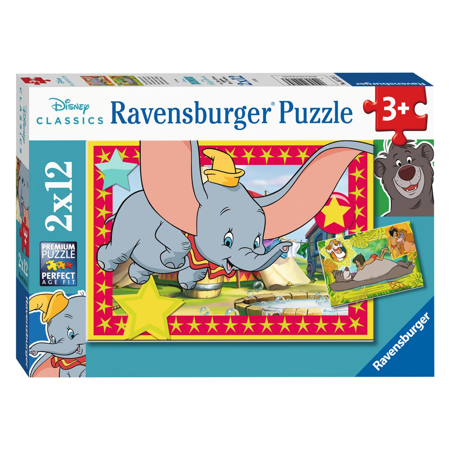 Disney Classics: Dombo en Jungleboek Legpuzzel, 2x12st.