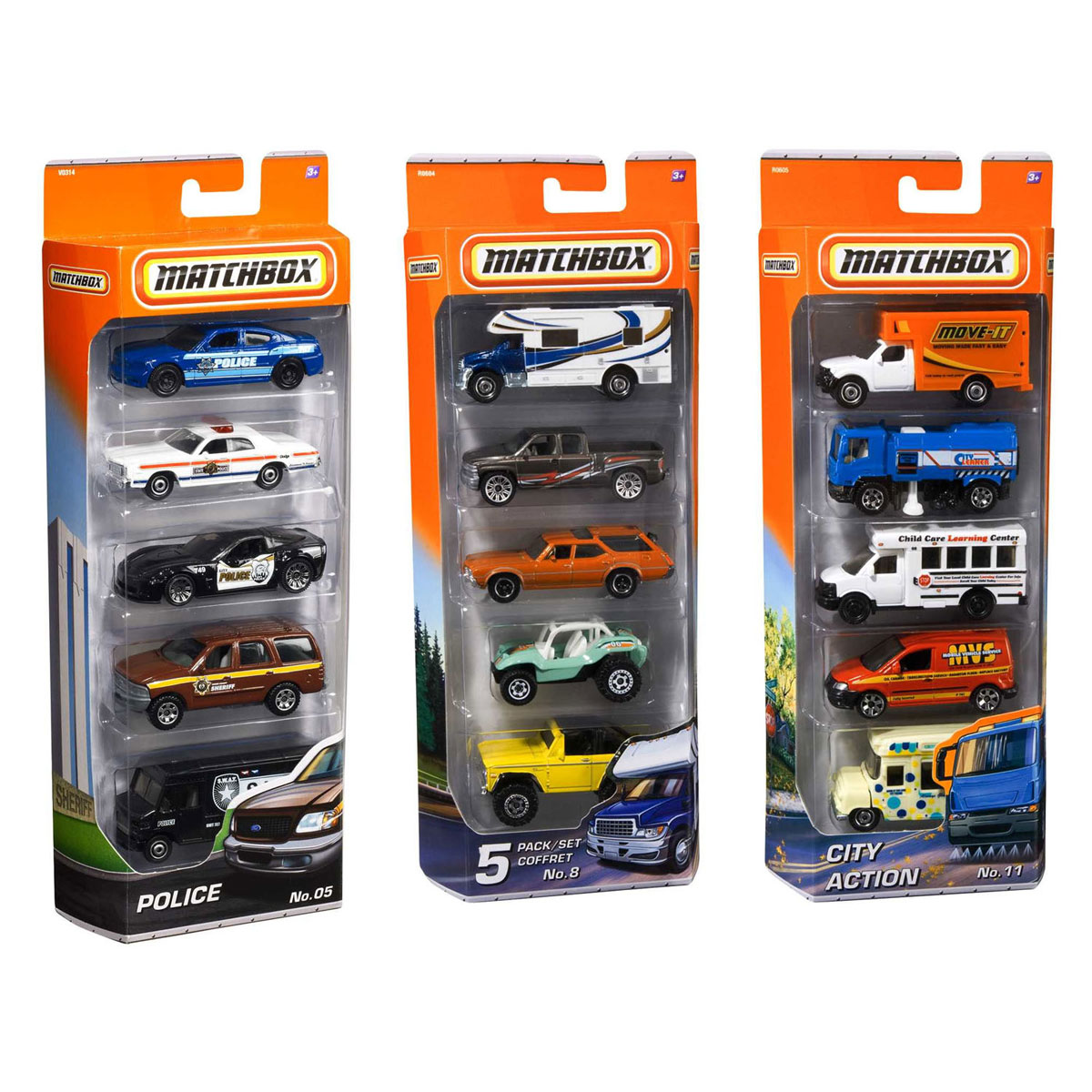 Matchbox Basics Auto's, 5st.