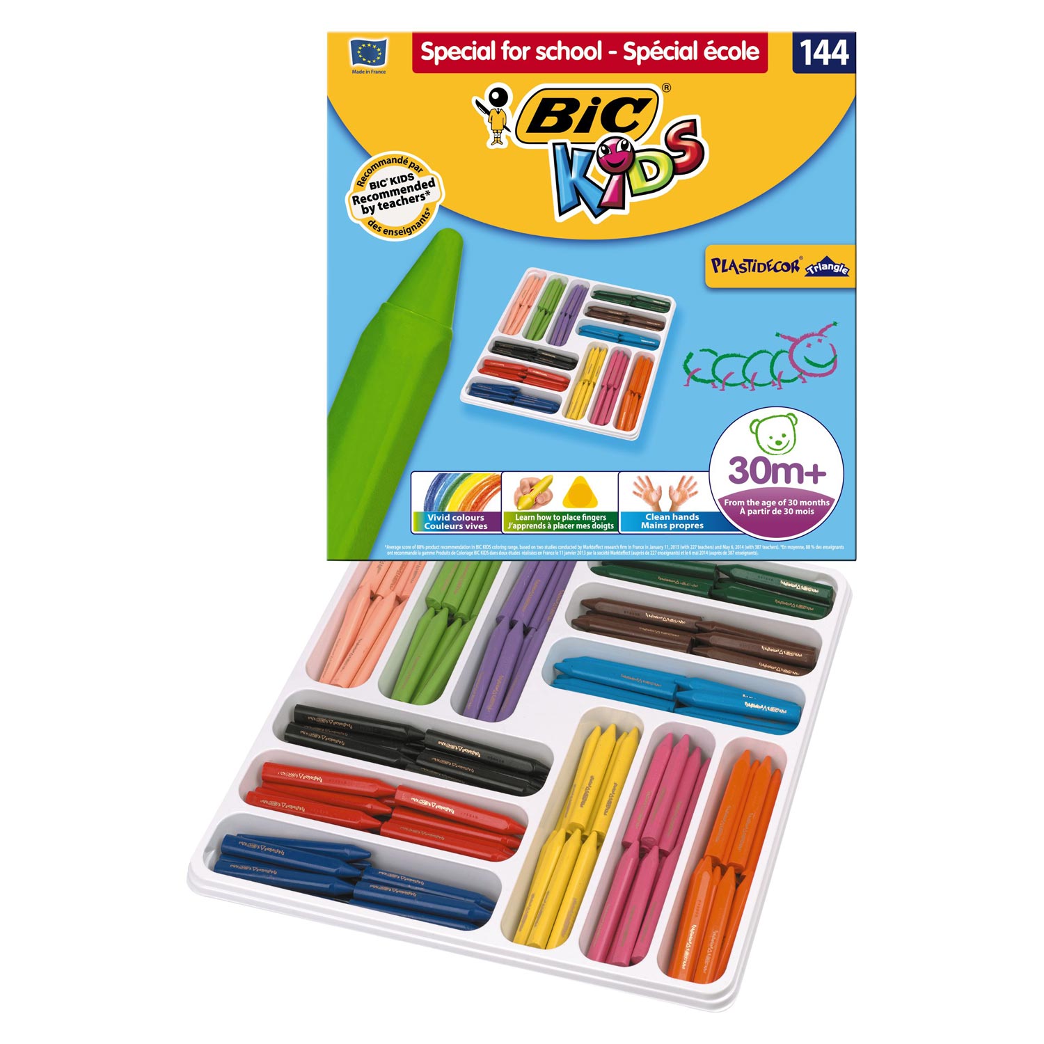 BIC Kids Plastidecor Triangle Kleurkrijt, 144st.