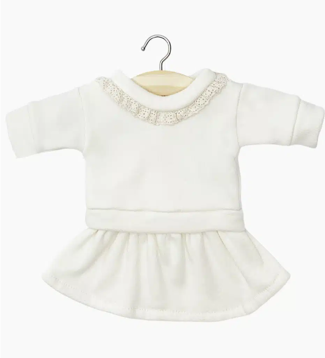 Liliane top en rok set van fleece met kant voor Minikane Gordis poppen van 34 en 37 cm.