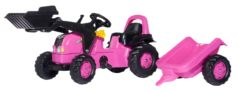 Rolly Toys Kid Junior roze met voorlader en aanhanger