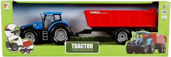 Van Manen Tractor Met Aanhanger Junior 1:32 40 Cm Blauw 2-delig